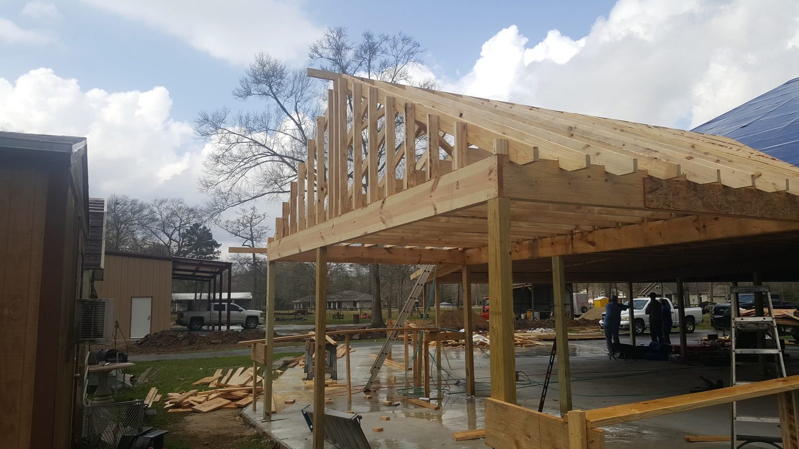 Custom home addition framed and sided